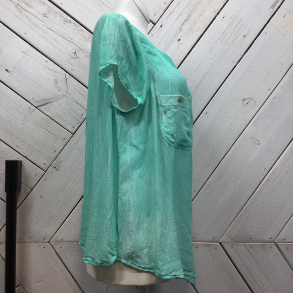 We The Free Mint Button Down Blouse - Picture 3 of 6